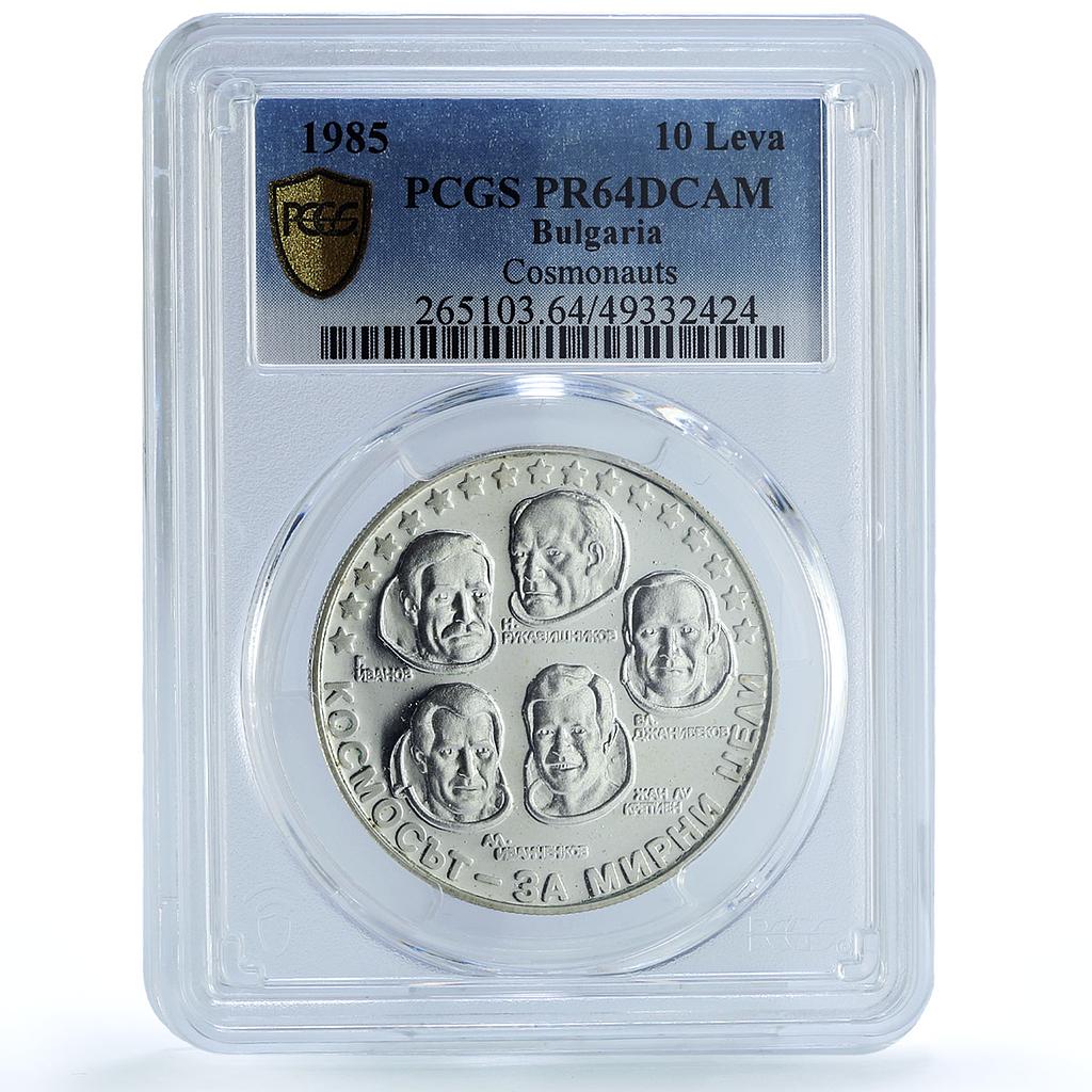 Bulgaria 10 leva Intercosmos Cosmonauts Space KM-157 PR64 PCGS silver coin 1985 Bulgaria 10 leva Intercosmos Cosmonauts Space KM-157 PR64 PCGS silver coin 1985