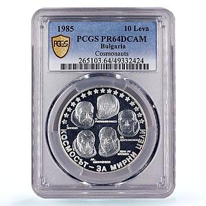 Bulgaria 10 leva Intercosmos Cosmonauts Space KM-157 PR64 PCGS silver coin 1985
