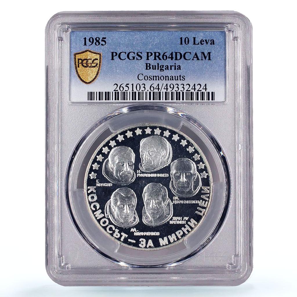 Bulgaria 10 leva Intercosmos Cosmonauts Space KM-157 PR64 PCGS silver coin 1985