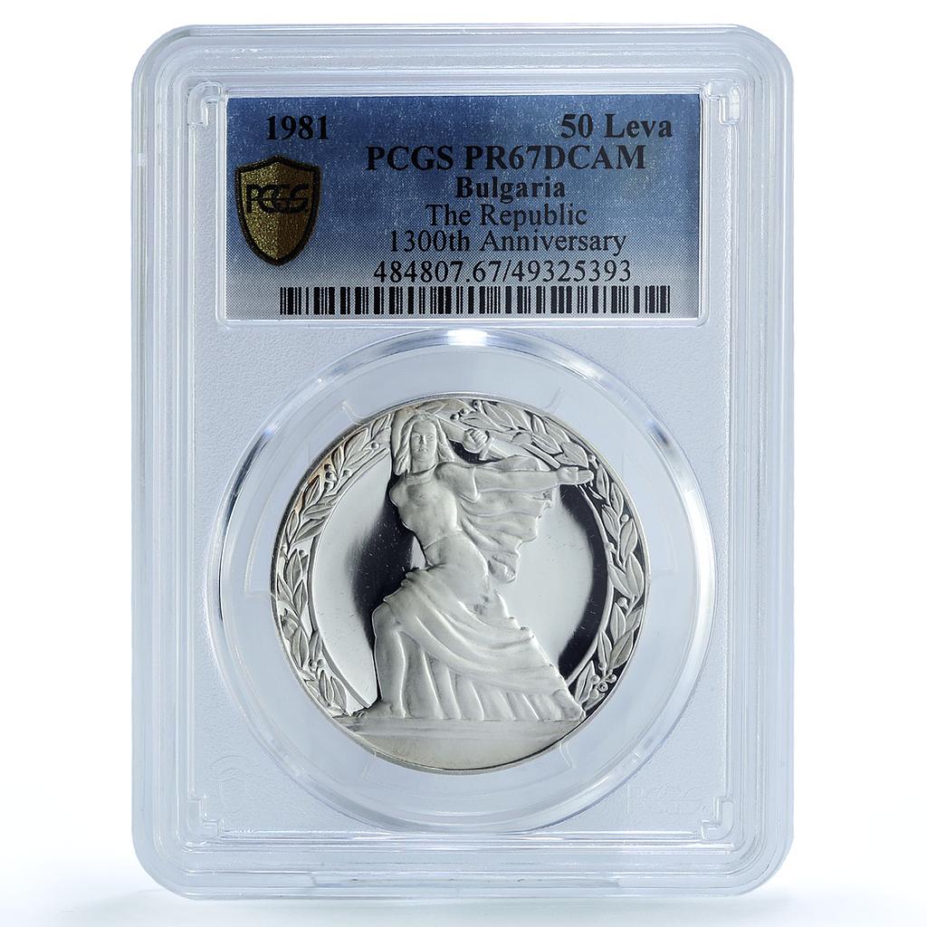 Bulgaria 50 leva Republic 1300 Anniversary Dimitrov PR67 PCGS silver coin 1981 Bulgaria 50 leva Republic 1300 Anniversary Dimitrov PR67 PCGS silver coin 1981