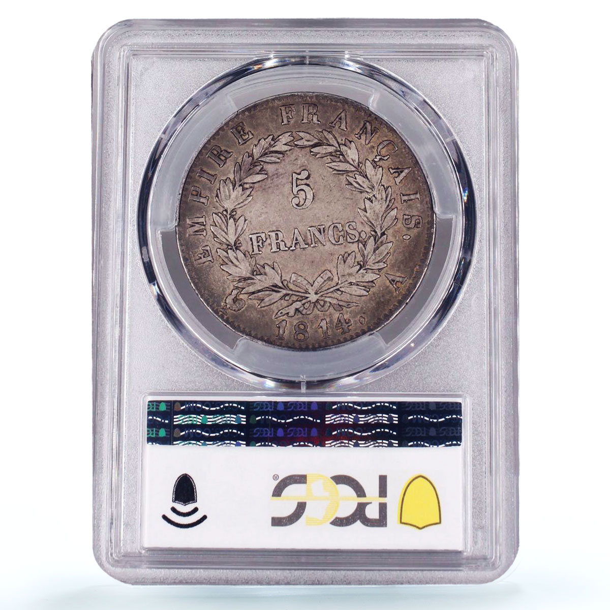 France 5 francs Emperor Napoleon I Coinage KM-694.1 XF45 PCGS silver coin 1814 A