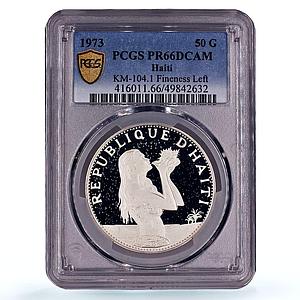 Haiti 50 gourdes Woman on the Beach Fineness Left PR66 PCGS silver coin 1973