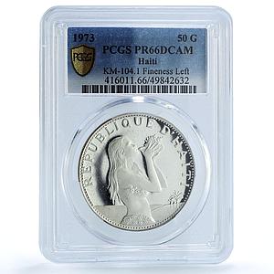 Haiti 50 gourdes Woman on the Beach Fineness Left PR66 PCGS silver coin 1973