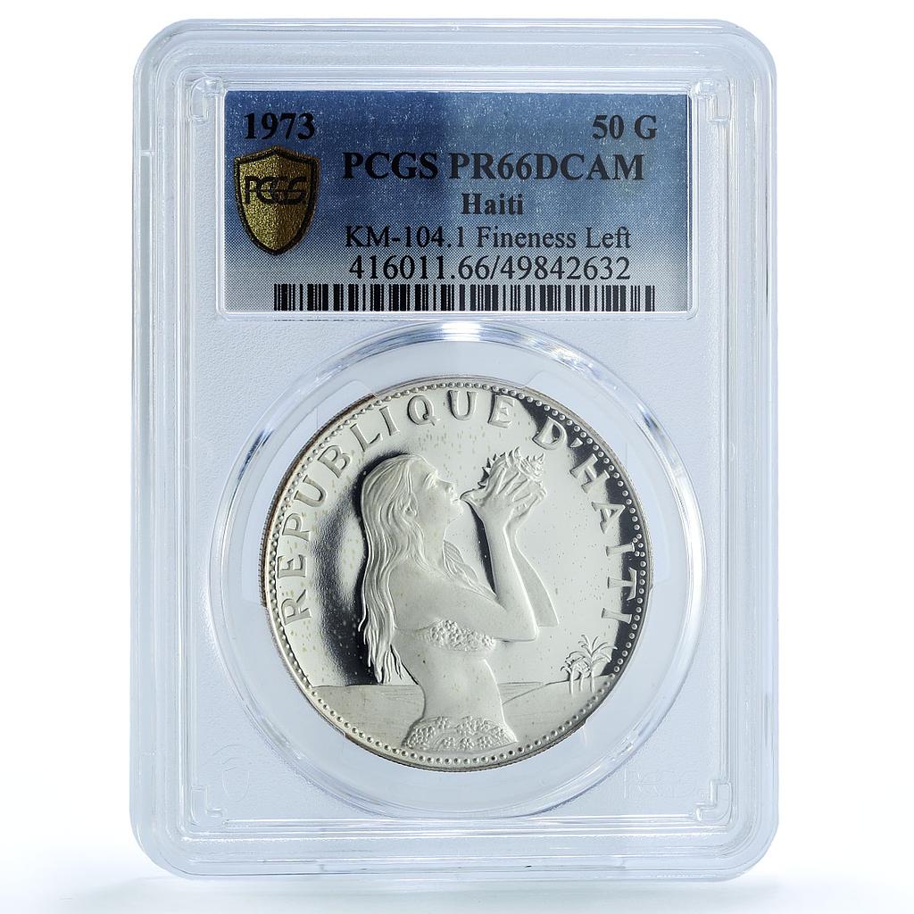 Haiti 50 gourdes Woman on the Beach Fineness Left PR66 PCGS silver coin 1973 Haiti 50 gourdes Woman on the Beach Fineness Left PR66 PCGS silver coin 1973