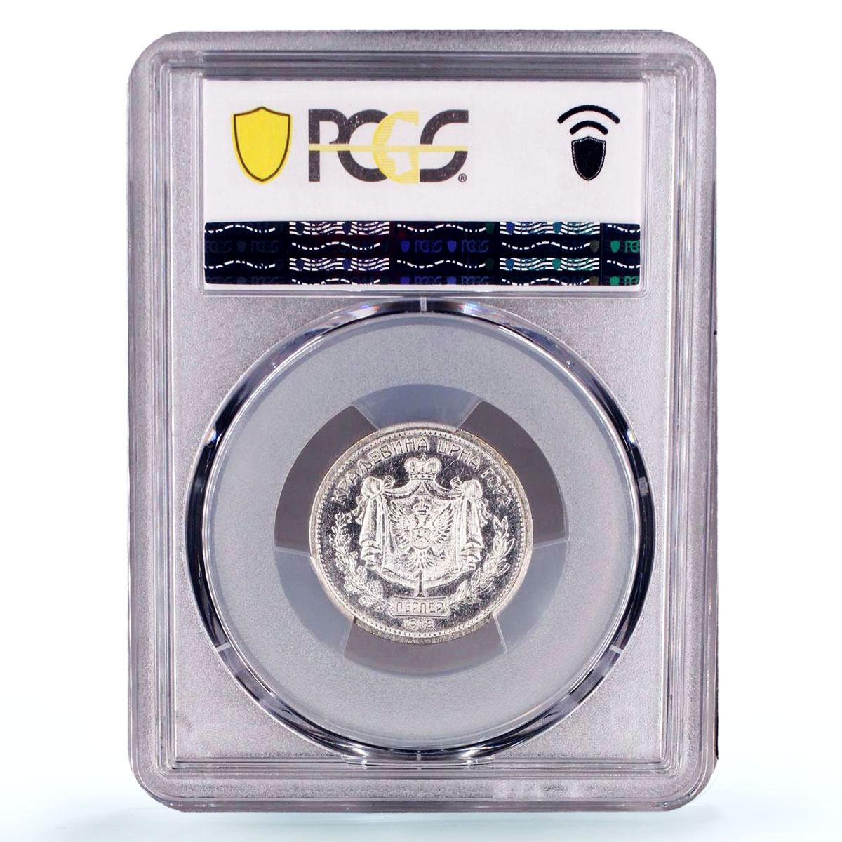 Montenegro 1 perper King Nicholas I Coinage KM-14 AU53 PCGS silver coin 1912