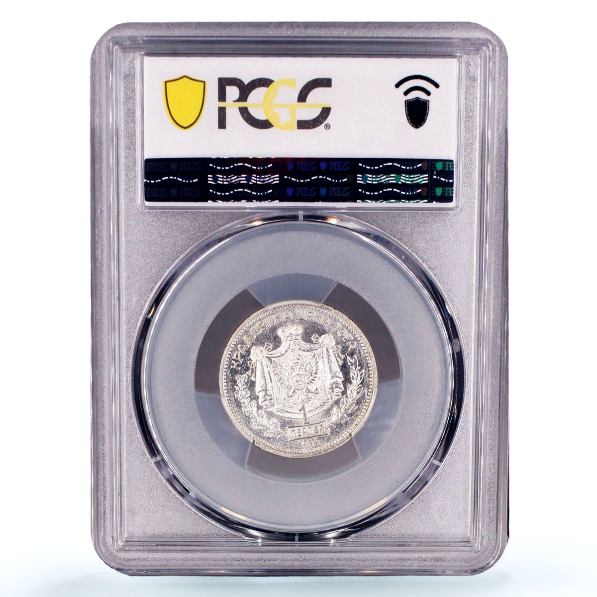 Montenegro 1 perper King Nicholas I Coinage KM-14 AU55 PCGS silver coin 1914