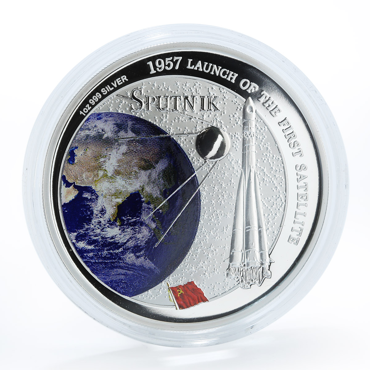 Fiji $2 Sputnik 1957 Launch of the First Satellite 1 Oz Silver coin 2007