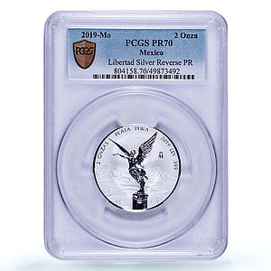 Mexico 2 onzas Libertad Angel of Independence Reverse PR70 PCGS silver coin 2019