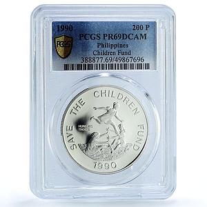 Philippines 200 piso UNICEF Save the Children Child Year PR69 PCGS coin 1990