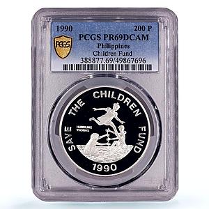Philippines 200 piso UNICEF Save the Children Child Year PR69 PCGS coin 1990