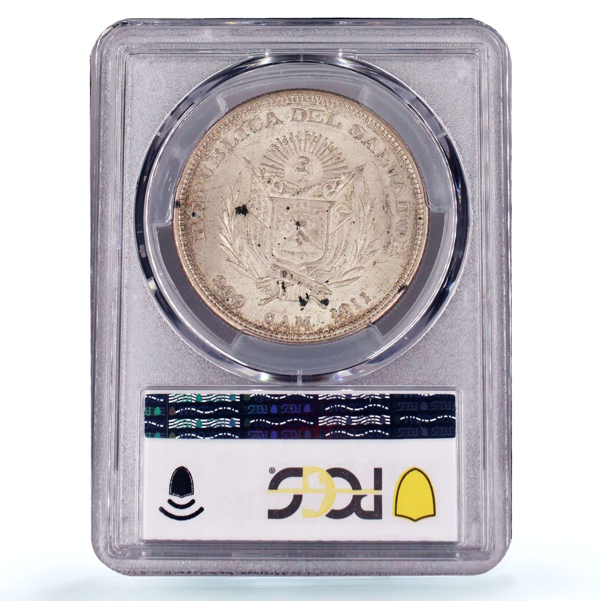 El Salvador 1 peso Cristobal Colon Large Bust KM-115 MS62 PCGS silver coin 1911