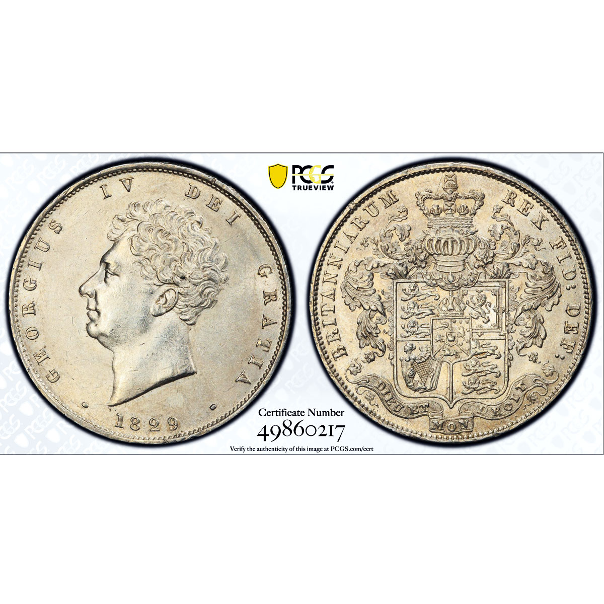 Great Britain 1/2 crown King George IV Coinage KM-695 AU58 PCGS silver coin 1829