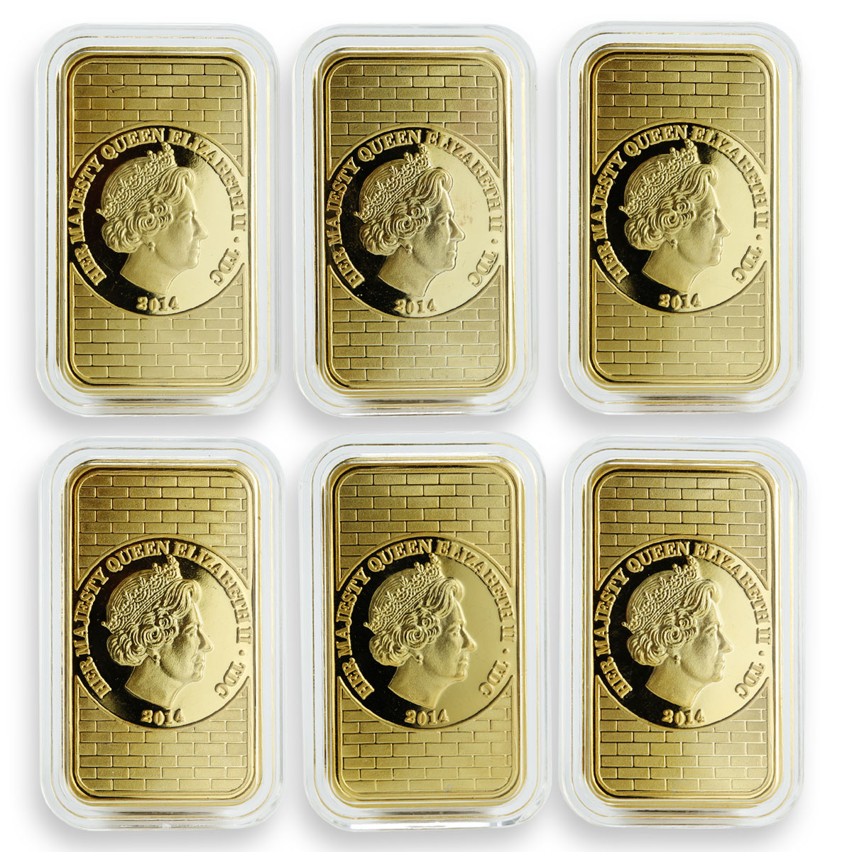 Tristan Da Cunha 1 Crown Gold-Plated 6 Coins Set The World At War, Bar 2014 Coin