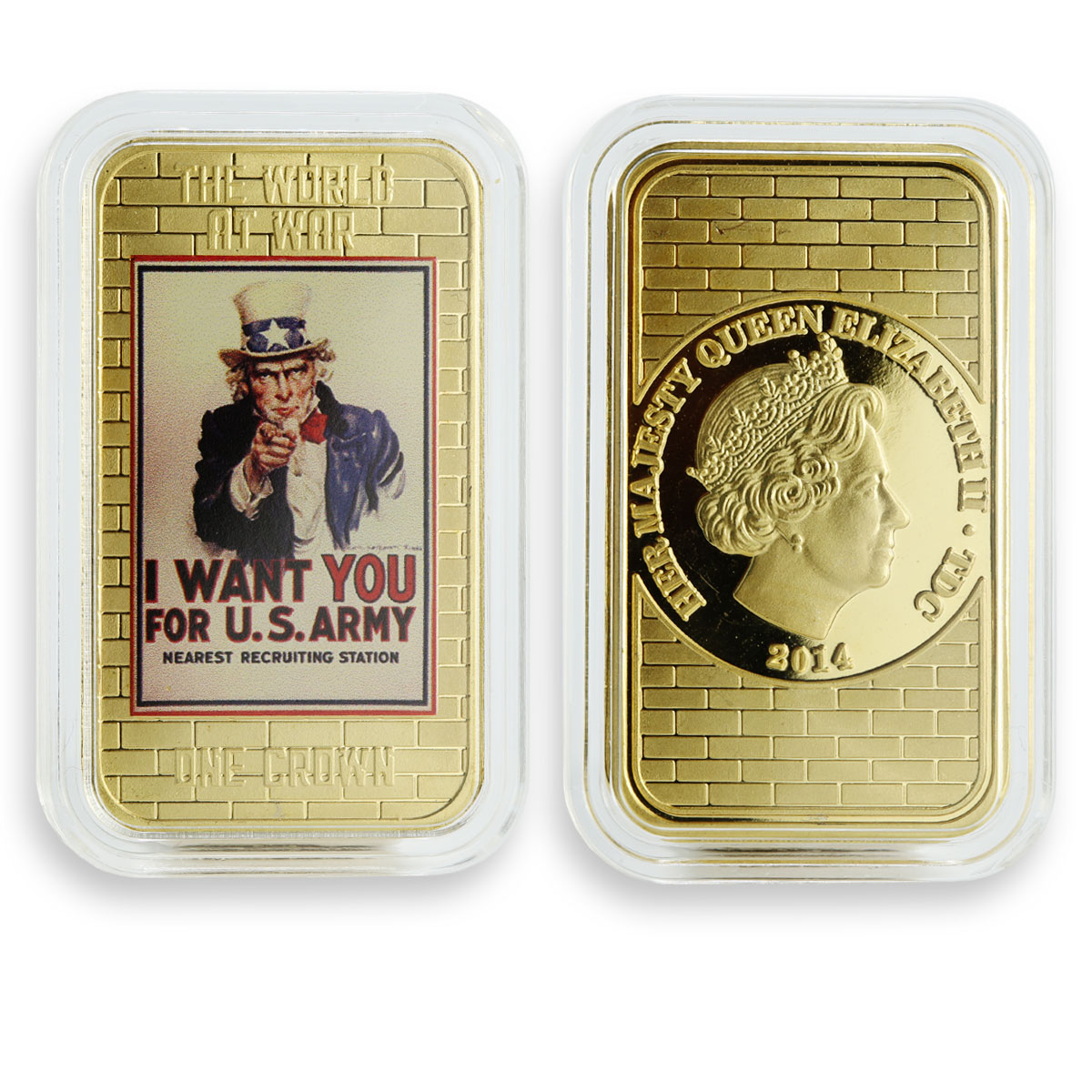 Tristan Da Cunha 1 Crown Gold-Plated 6 Coins Set The World At War, Bar 2014 Coin