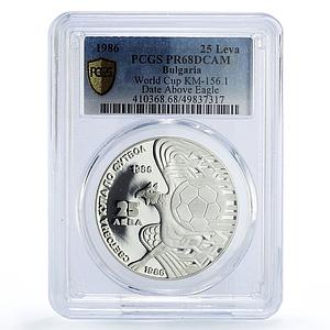 Bulgaria 25 leva Football World Cup KM-156.1 w/ Date PR68 PCGS silver coin 1986
