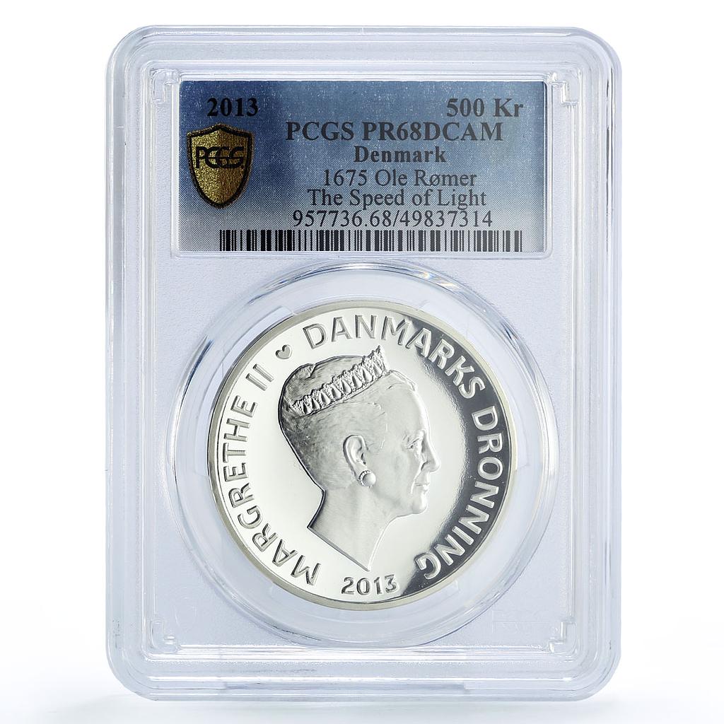 Denmark 500 kroner Ole Romer Light Speed Science PR68 PCGS silver coin 2013