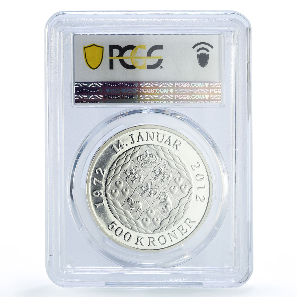 Denmark 500 kroner Margrethe II Coronation Jubilee PR70 PCGS silver coin 2012