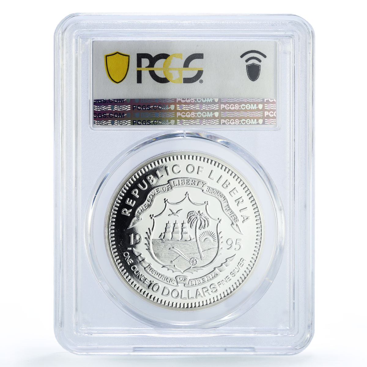 Liberia 10 dollars General Chiang Kai Shek Politics PR68 PCGS silver coin 1995