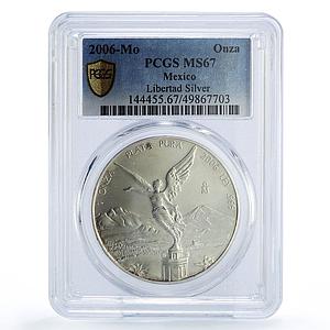 Mexico 1 onza Libertad Angel of Independence MS67 PCGS silver coin 2006