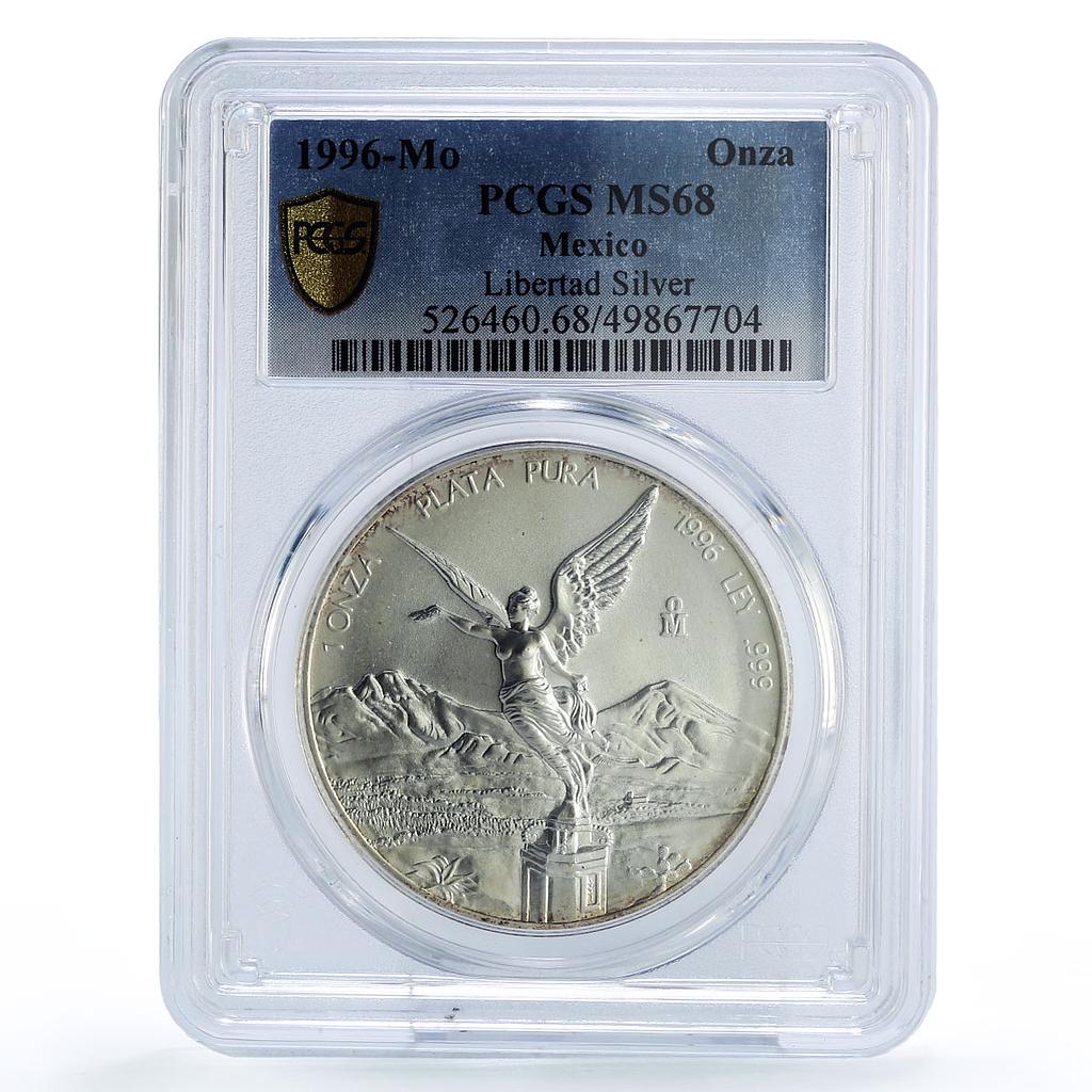 Mexico 1 onza Libertad Angel of Independence MS68 PCGS silver coin 1996