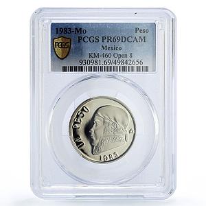 Mexico 1 peso Jose Morelos Y Pavon Open 8 Type KM-460 PR69 PCGS CuNi coin 1983