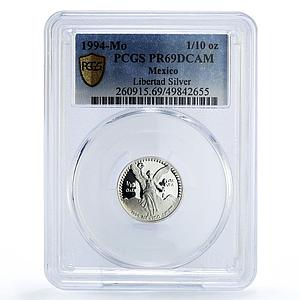 Mexico 1/10 onza Libertad Angel of Independence PR69 PCGS silver coin 1994