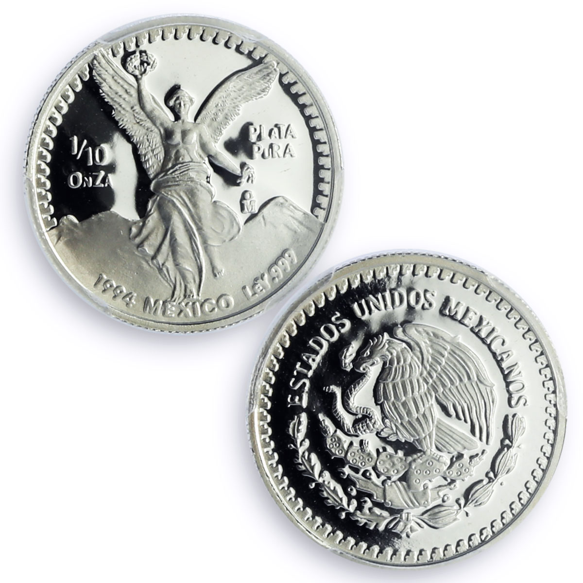 Mexico 1/10 onza Libertad Angel of Independence PR69 PCGS silver coin 1994