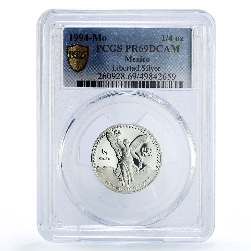 Mexico 1/4 onza Libertad Angel of Independence PR69 PCGS silver coin 1994