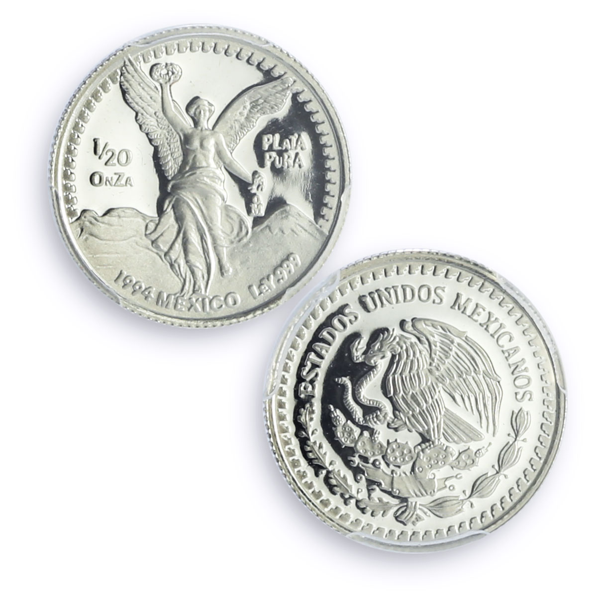 Mexico 1/20 onza Libertad Angel of Independence PR70 PCGS silver coin 1994