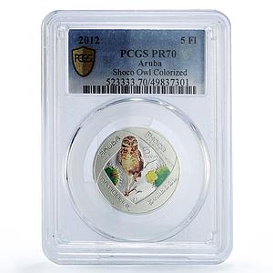 Netherlands Aruba 5 florin Shoco Owl Bird Fauna PR70 PCGS silver coin 2012