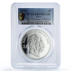 Palau 5 dollars German Cameroon Kaizer Wilhelm I PR69 PCGS silver coin 1999