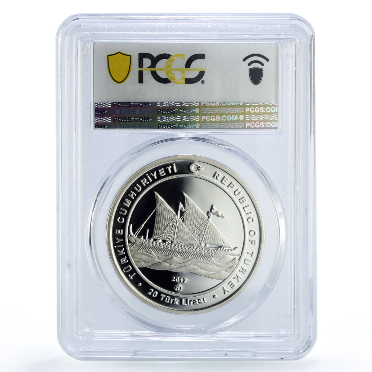 Turkiye 20 lira Admiral Umur Bey Ship Clipper PR69 PCGS silver coin 2017