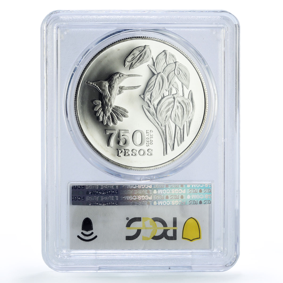 Colombia 750 pesos Conservation Hummingbird Fauna PR66 PCGS silver coin 1978