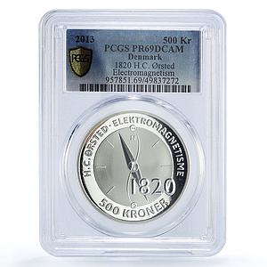 Denmark 500 kroner Orsted Electromagnetism Science PR69 PCGS silver coin 2013