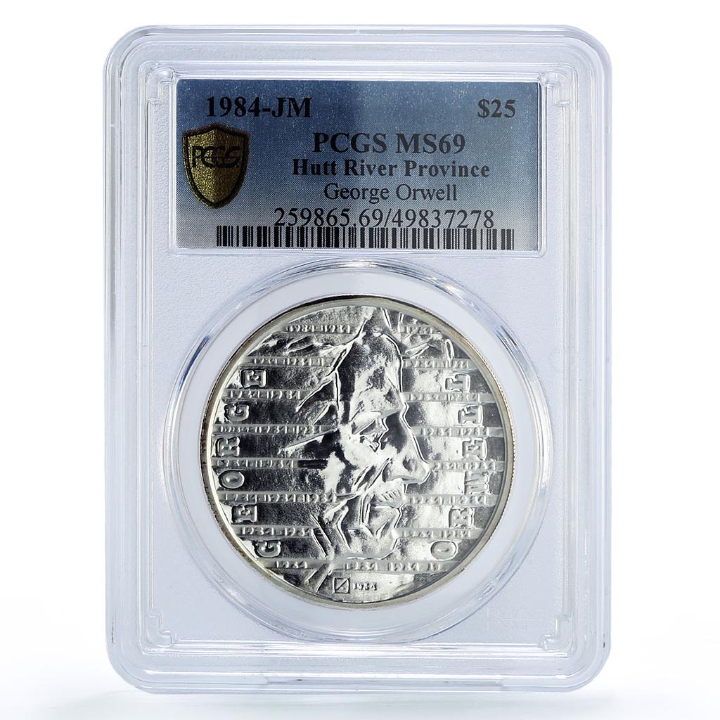 Hutt River 25 dollars George Orwell Literature X#14 MS69 PCGS silver coin 1984
