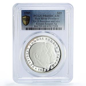 Hutt River 25 dollars President Ronald Reagan Visit PR68 PCGS silver coin 1985