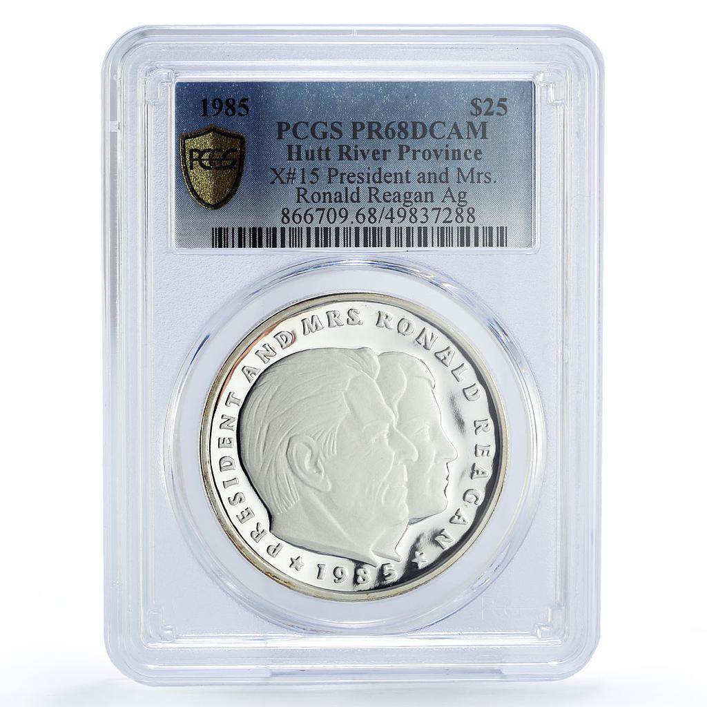 Hutt River 25 dollars President Ronald Reagan Visit PR68 PCGS silver coin 1985