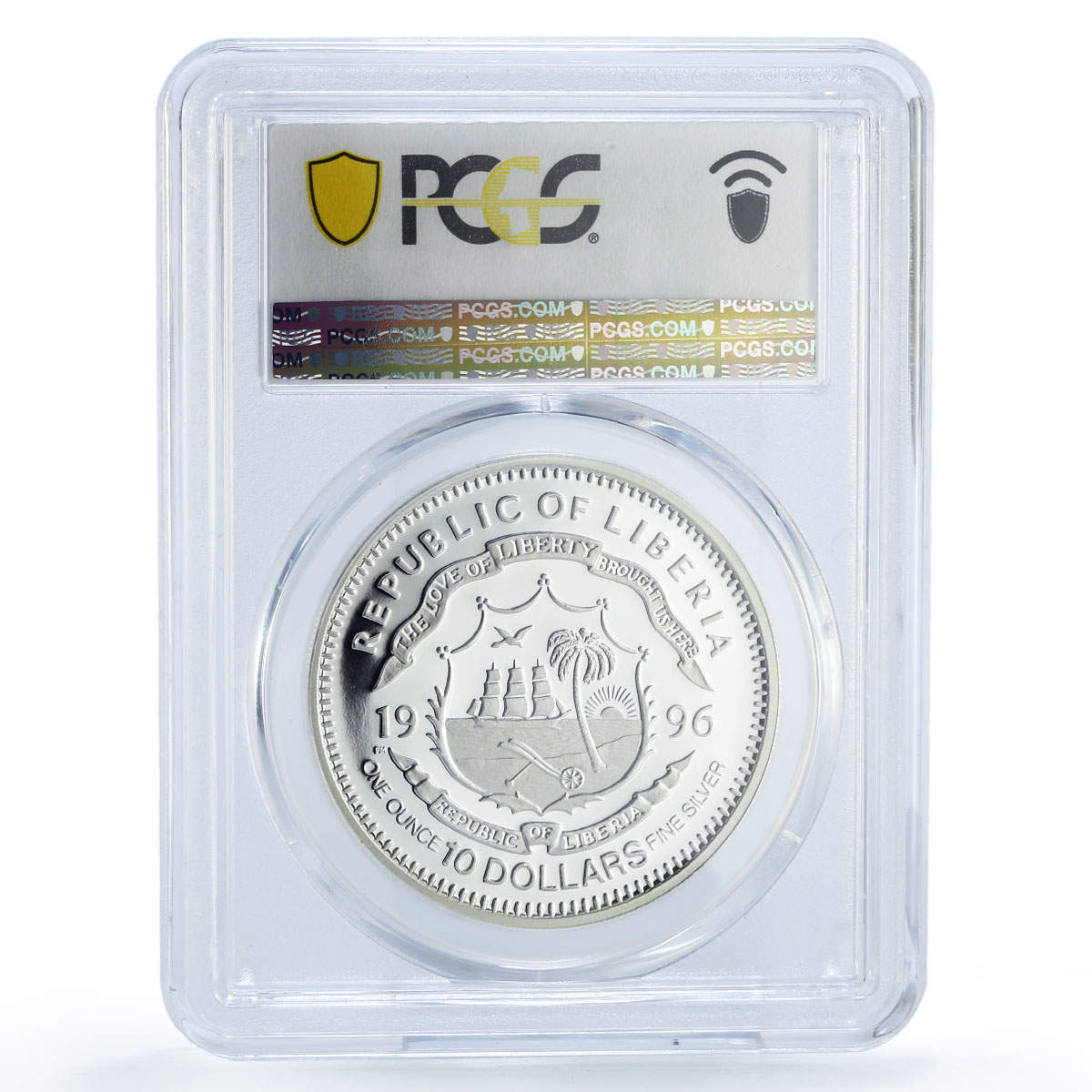 Liberia 10 dollars CCP Chairman Mao Zedong Politics PR68 PCGS silver coin 1996