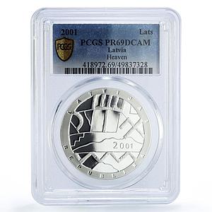 Latvia 1 lats Roots Times Values Heaven PR69 PCGS silver coin 2001