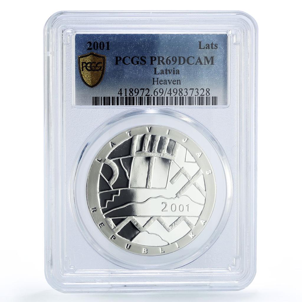 Latvia 1 lats Roots Times Values Heaven PR69 PCGS silver coin 2001