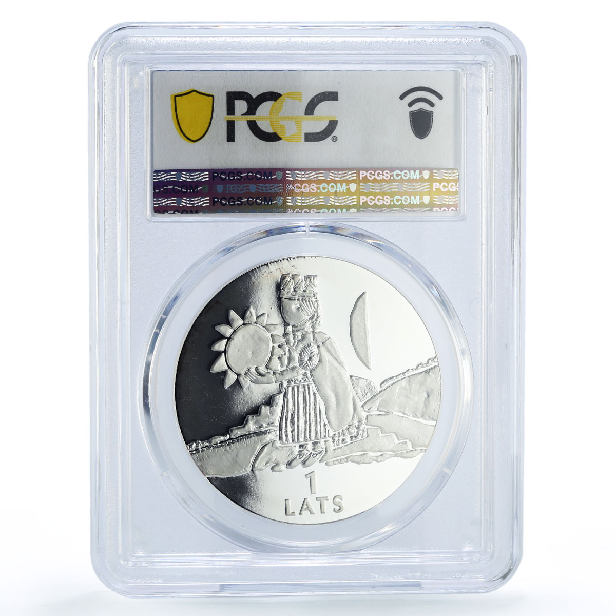 Latvia 1 lats Roots Times Values Heaven PR69 PCGS silver coin 2001