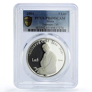 Malta 5 liri Painter Giuseppe Cali Art PR69 PCGS silver coin 2004