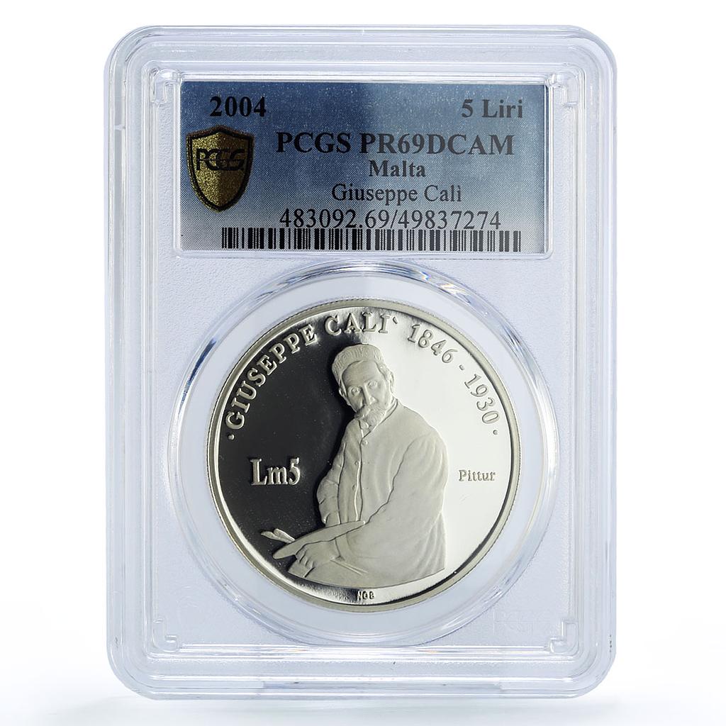 Malta 5 liri Painter Giuseppe Cali Art PR69 PCGS silver coin 2004