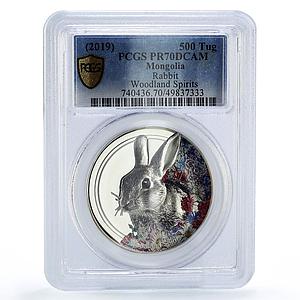Mongolia 500 togrog Woodland Spirits Rabbit Fauna PR70 PCGS silver coin ND 2019
