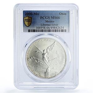 Mexico 1 onza Libertad Angel of Independence MS66 PCGS silver coin 2000