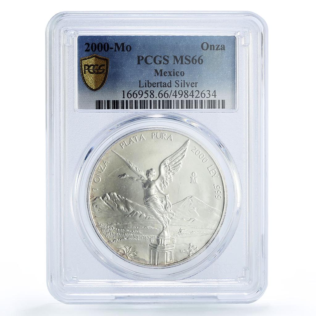 Mexico 1 onza Libertad Angel of Independence MS66 PCGS silver coin 2000