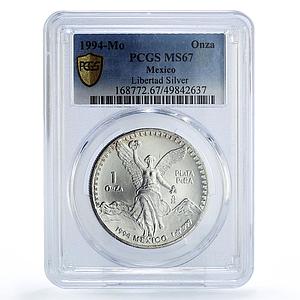 Mexico 1 onza Libertad Angel of Independence MS67 PCGS silver coin 1994
