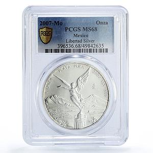 Mexico 1 onza Libertad Angel of Independence MS68 PCGS silver coin 2007