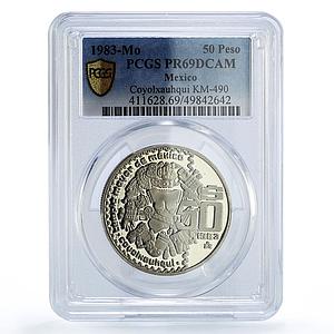 Mexico 50 pesos Coyolxauhqui Great Temple Stone Disc PR69 PCGS CuNi coin 1983
