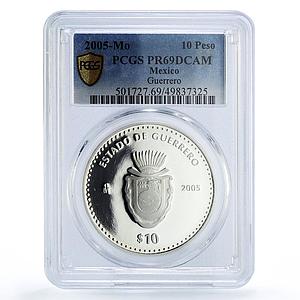 Mexico 10 pesos Federation Anniversary Guererro State PR69 PCGS silver coin 2005